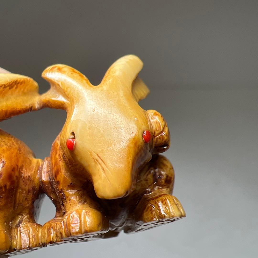 極上寛公銘　ウサギ根付　23g 東Y8-0114☆2F