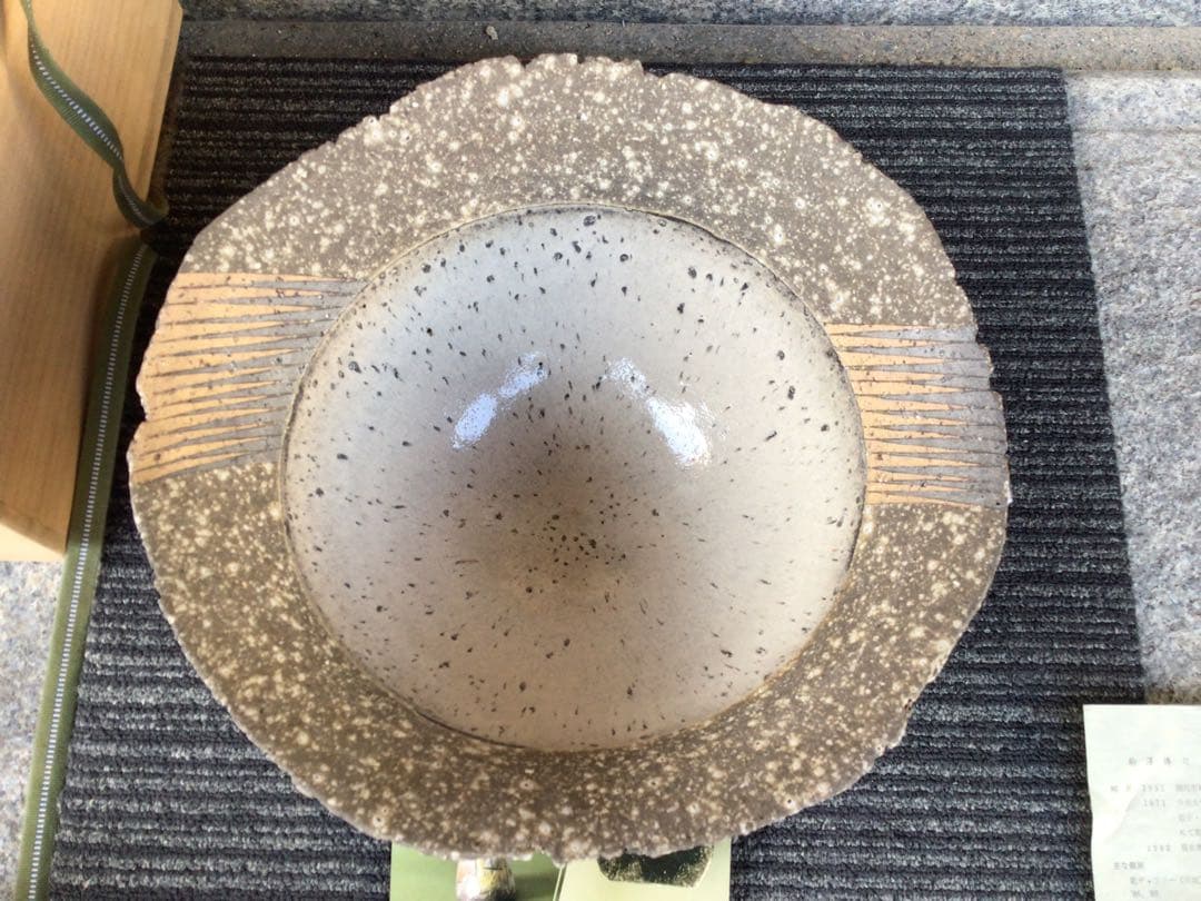 ◉笠間焼・人気陶芸家〓駒澤博司◉加彩鉢・1990年陶展購入・未展示・大鉢30cm