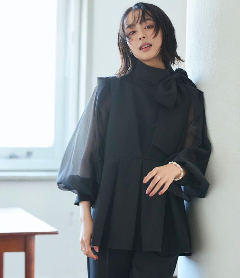 【大きめ】ルイルエ オーガンジースリーブ パンツ セットアップ 3L 結婚式