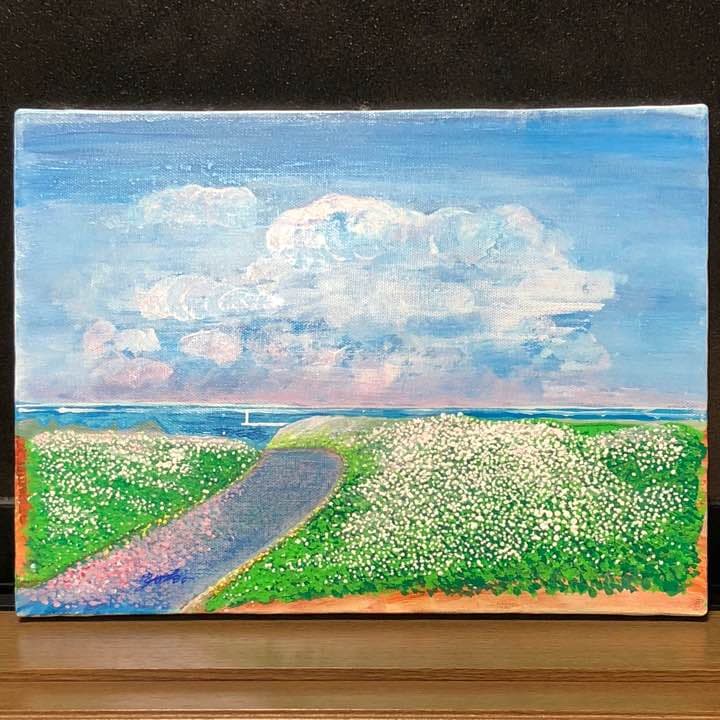 「ときめきの空……春の朝焼けと海」原画 本物 一点物 絵画 yoko