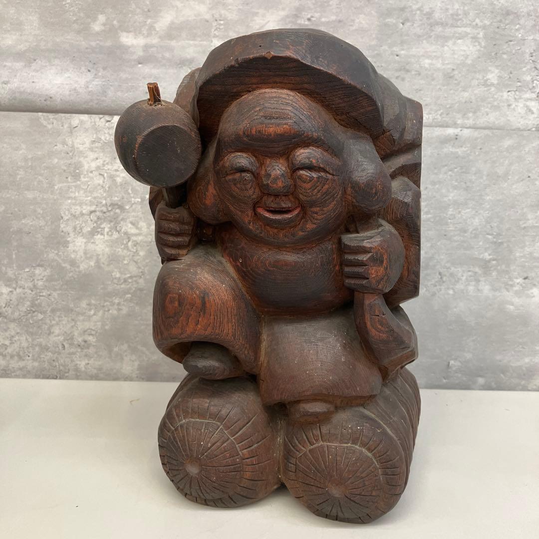 アンティーク 骨董 木製 木彫り 木彫 彫刻 恵比寿 大黒天 七福神 縁起物