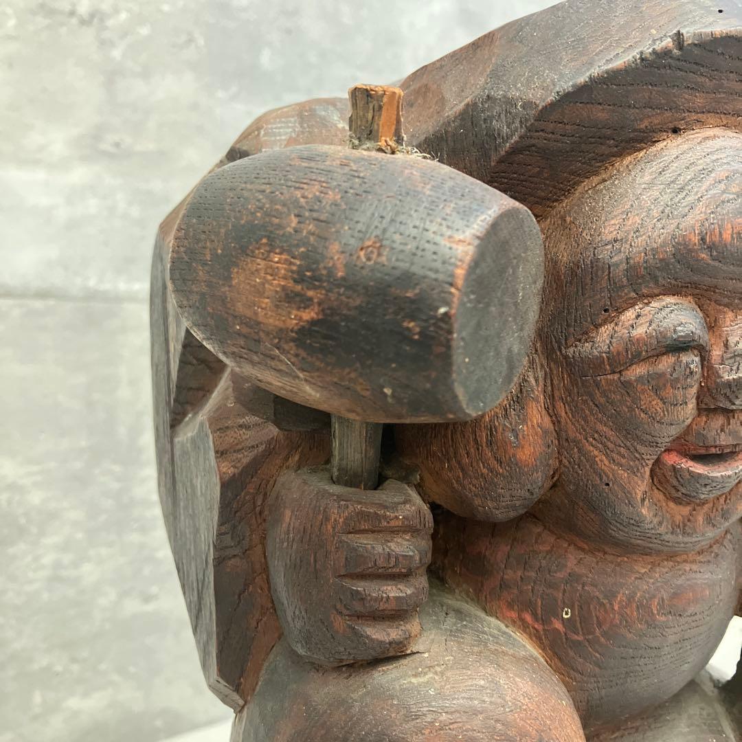 アンティーク 骨董 木製 木彫り 木彫 彫刻 恵比寿 大黒天 七福神 縁起物