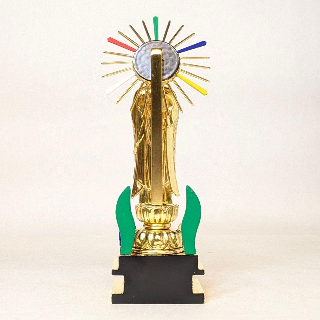 【値下げ・新品】 阿弥陀如来立像　純金箔　極彩色　総高さ約26.5㎝　阿弥陀