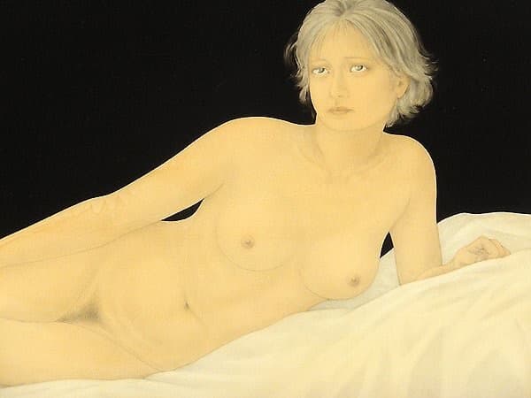 真作　栗原喜依子 「裸婦」 油彩8号古径額 二科会員 物故女流巨匠 ◆逸品!