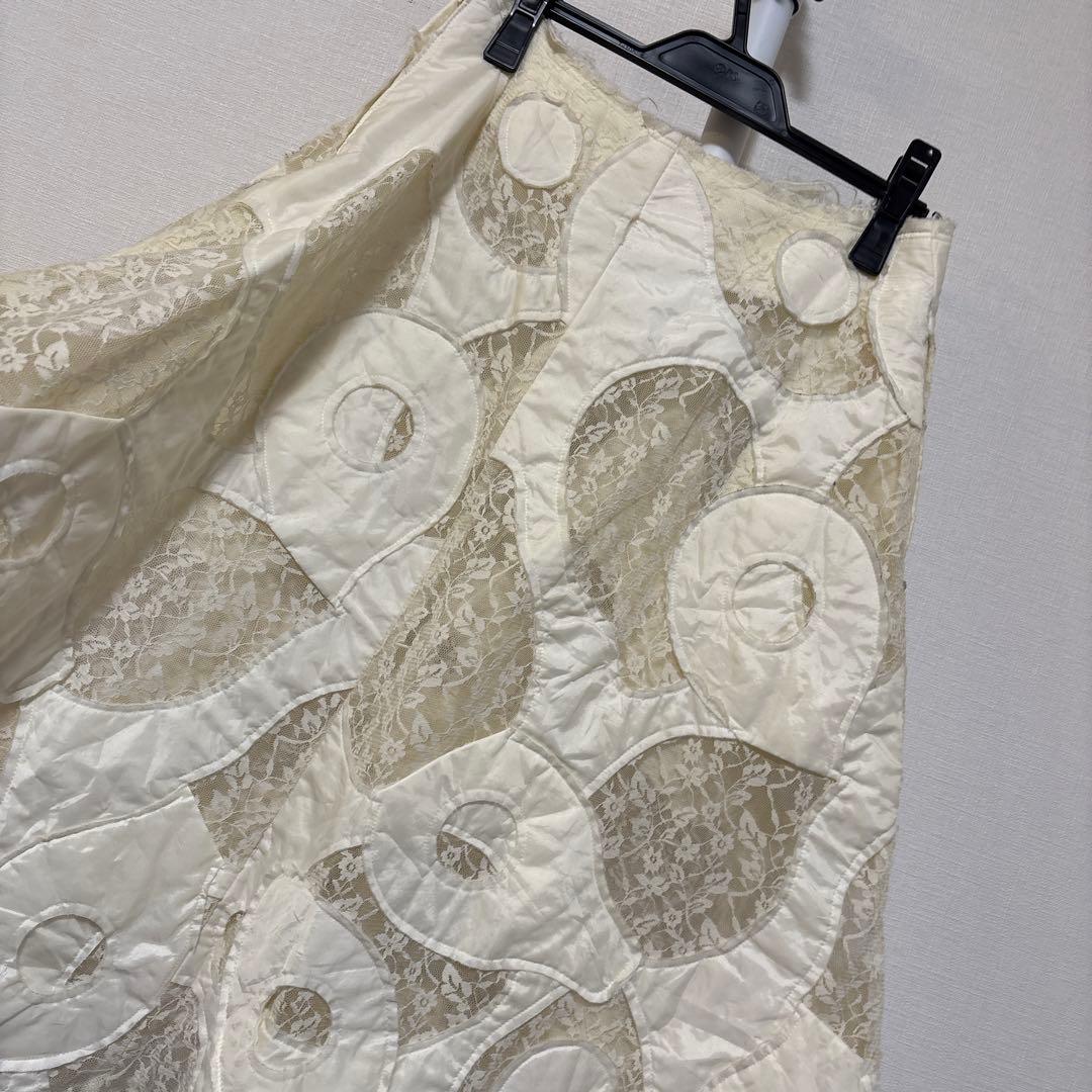 COMME desGARCONSアイボリー フレアスカート レースデザイン