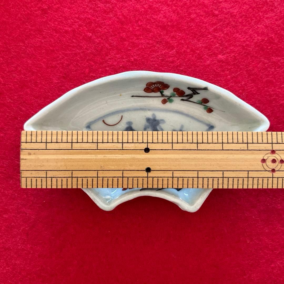 古伊万里　梅花文　扇面形　豆皿　5枚組