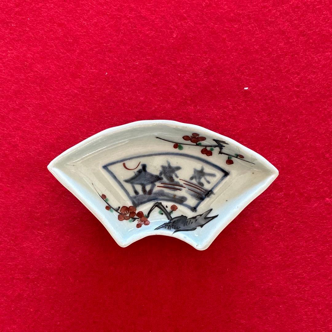 古伊万里　梅花文　扇面形　豆皿　5枚組