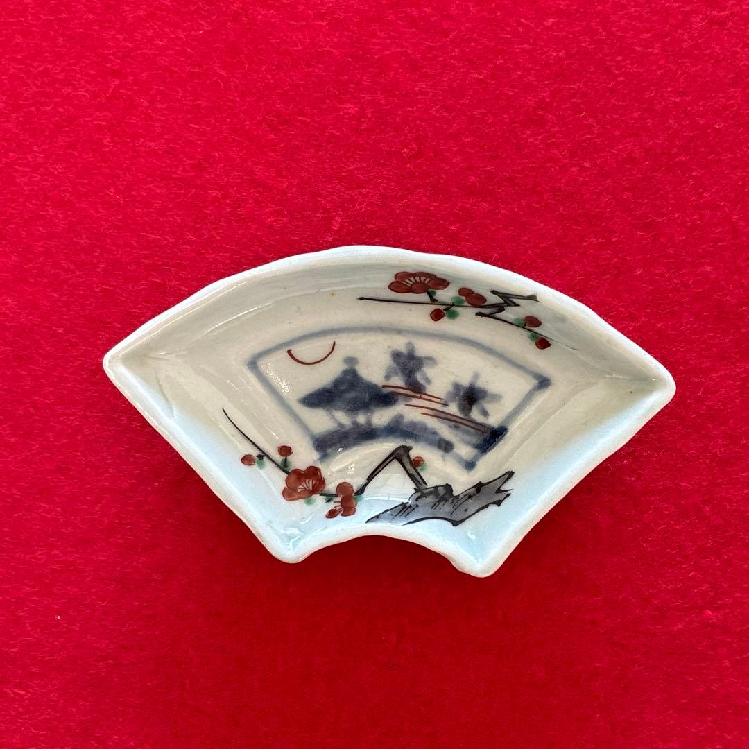 古伊万里　梅花文　扇面形　豆皿　5枚組