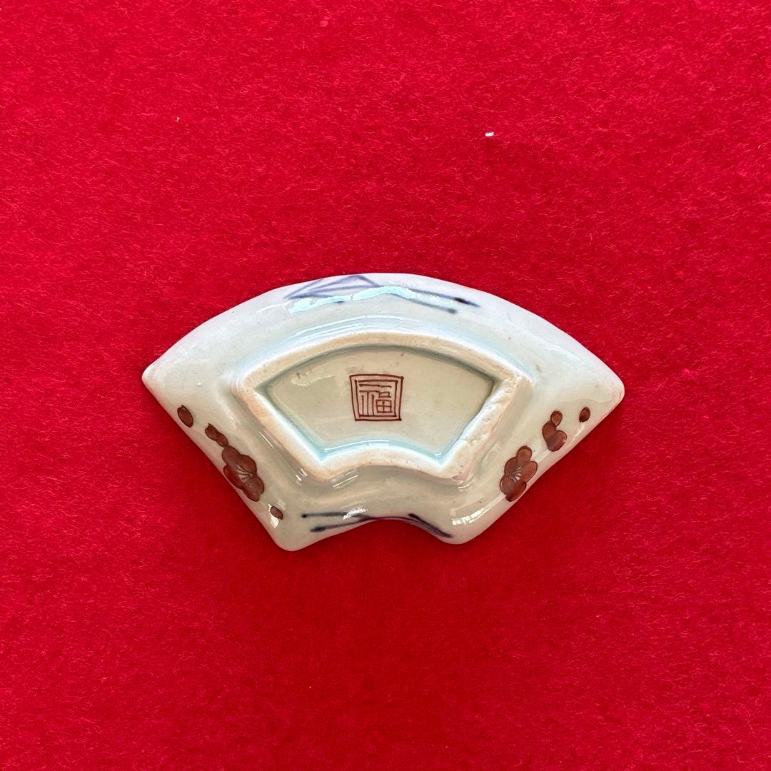 古伊万里　梅花文　扇面形　豆皿　5枚組