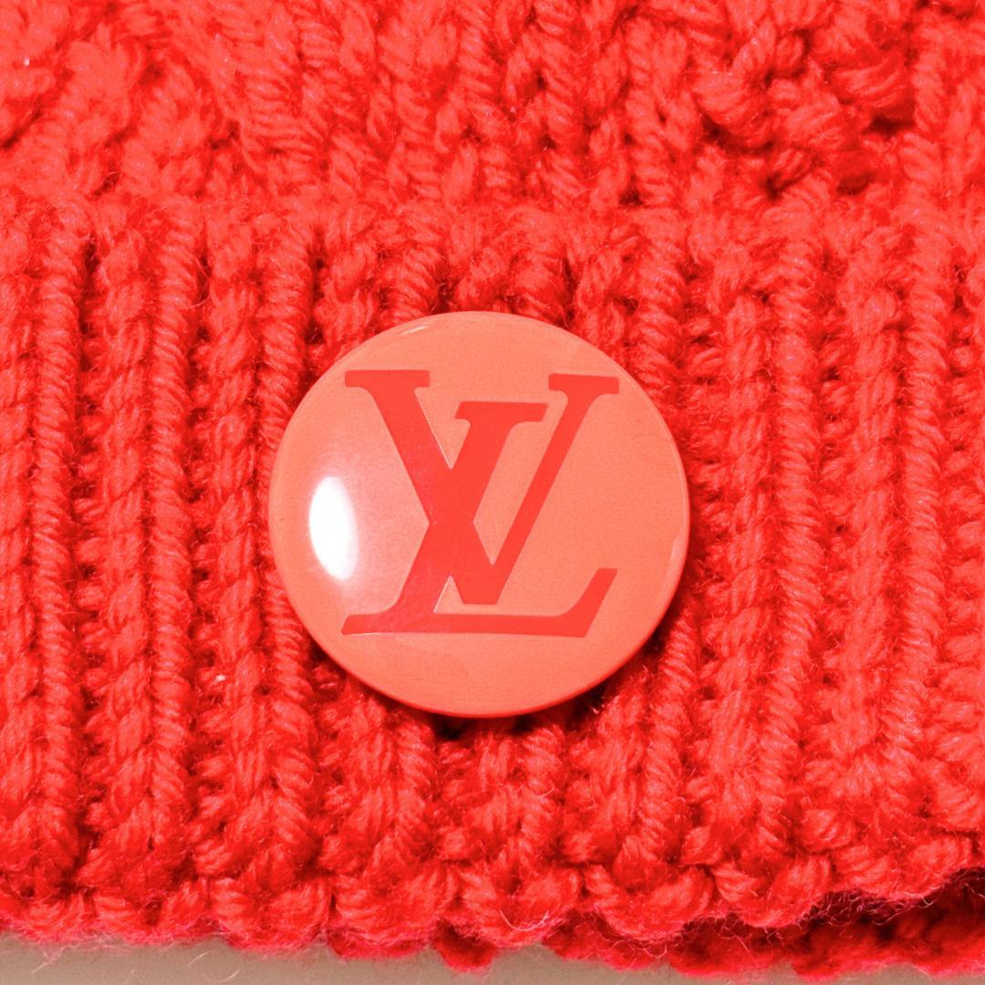 【美品】LOUIS VUITTON ニット帽 ニットキャップ 赤 ウール