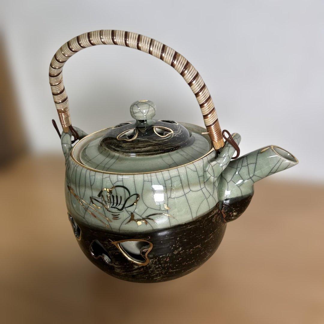 自宅保管品未使用　相馬焼 特大急須 双馬 金馬 美品