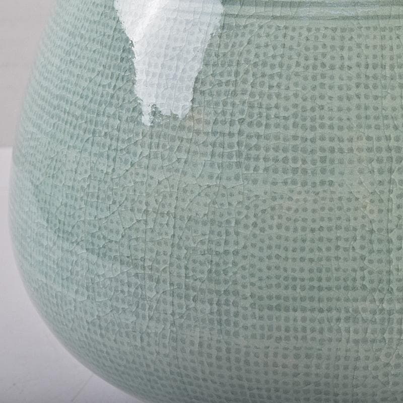 韓国人間文化財　柳海剛（柳根瀅）作　高麗青磁　象嵌　水指　共箱　M　R8896B