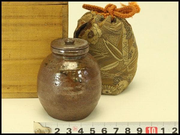 茶道具 備前茶入 共蓋(A767)