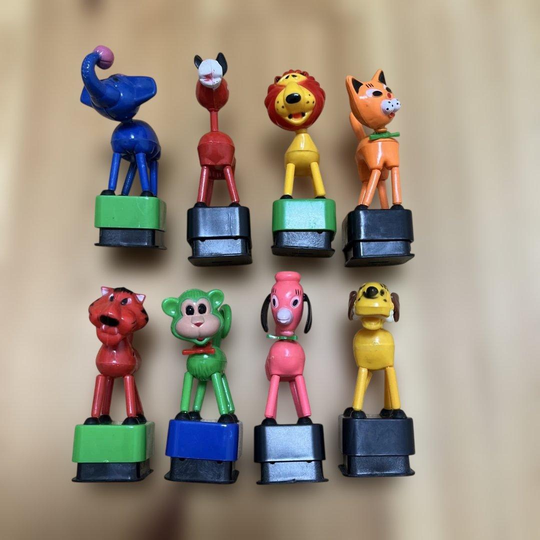 プッシュトイ　プッシュパペット　レトロ　8体セット