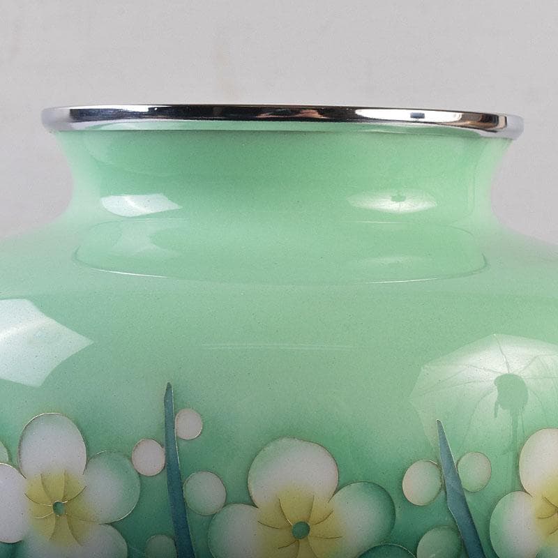 七宝焼　花文　花瓶　唐木台付　共箱　M　R8887H