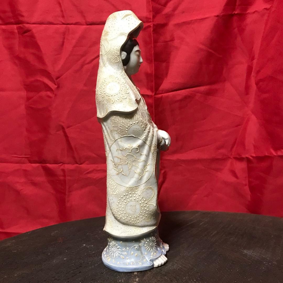 開運‼️無病息災☆仏教美術 ☆骨董九谷焼 観音立像 ♣縁起置物 ♣守護仏♣