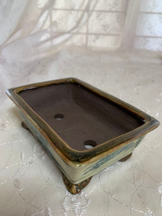 陶翠　風神雷神　長方　盆栽鉢