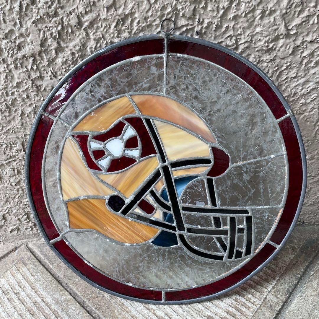 70s〜アメリカアンティーク　アメフトのステンドグラス壁掛けUSAヴィンテージ