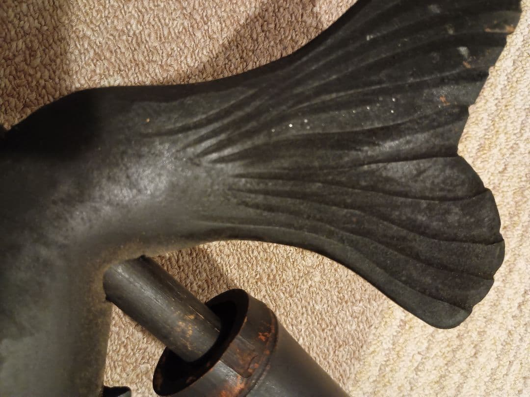 魚　鯛　縁起物　アンティーク古民家骨董囲炉裏吊 自在鉤 竹製 自在鍵 古道具