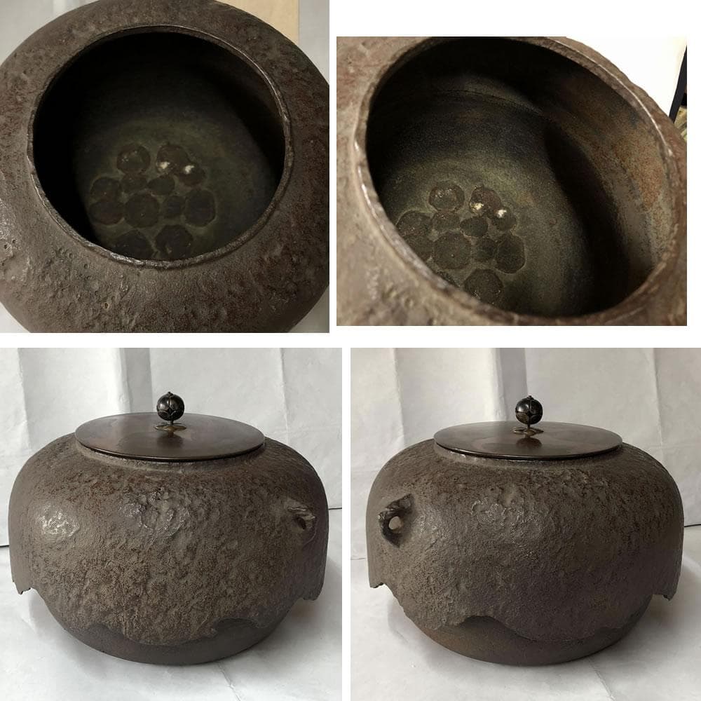 e2851 四代 金谷五郎三郎 時代 古釜 共箱 茶釜 茶道具