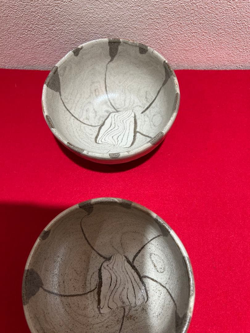 人間国宝 松井康成　練上椀　小鉢5客共　箱あり