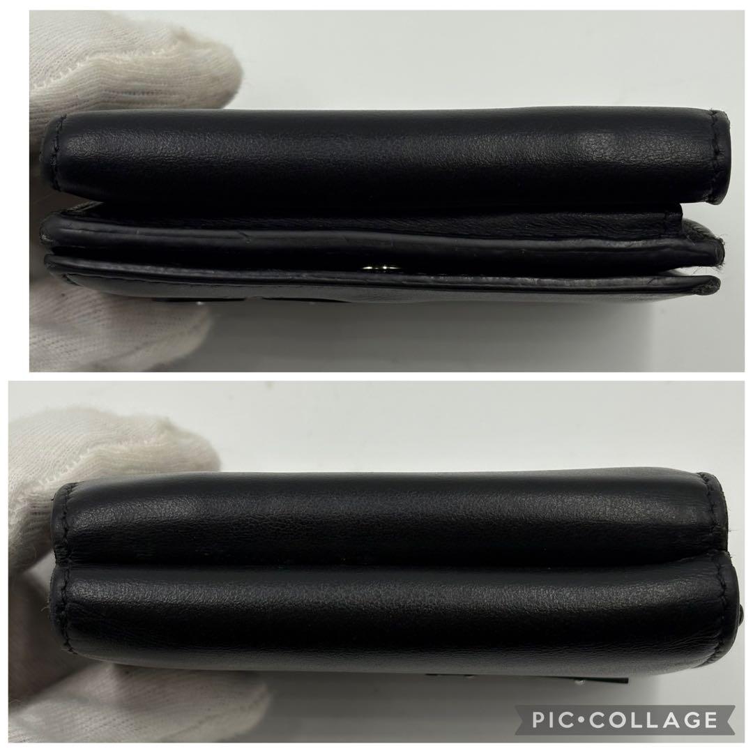 FENDI モンスター バグズ 折り財布 コンパクトウォレット レザー ブラック