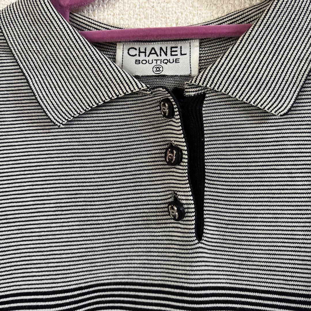 CHANEL ストライプ ポロシャツ 半袖