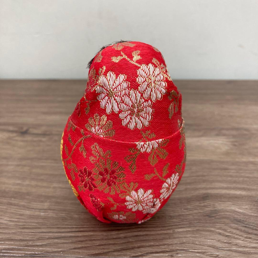 E-4 【昭和レトロ】姫だるま・殿だるま 2体セット 木目込み風 置物 金襴 縁