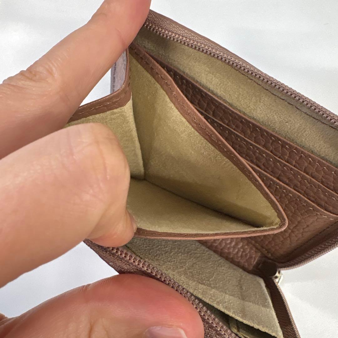 ATAO アタオ　ミリモ　折り財布　レザー　アーモンド