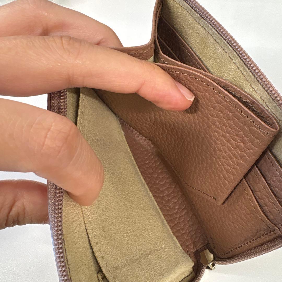 ATAO アタオ　ミリモ　折り財布　レザー　アーモンド