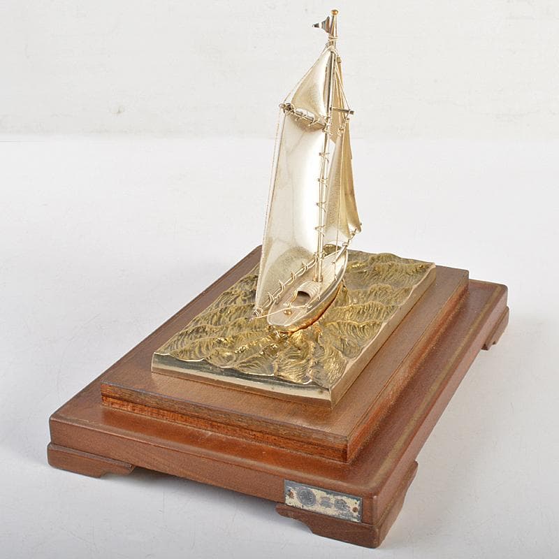 三越謹製　銀製　銀帆船　ヨット　約51g　置物　共箱　M　R7467B