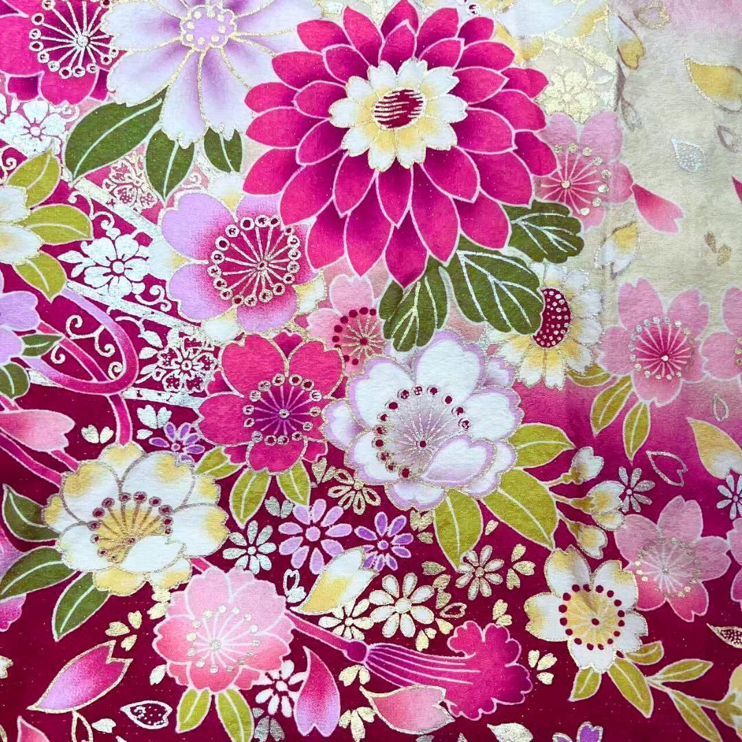 ※【美品】 振袖セット 成人式 正絹 古典柄 振袖 ピンク *131 ●