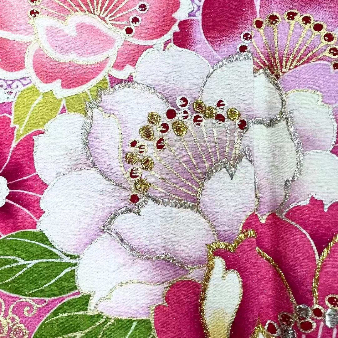 ※【美品】 振袖セット 成人式 正絹 古典柄 振袖 ピンク *131 ●