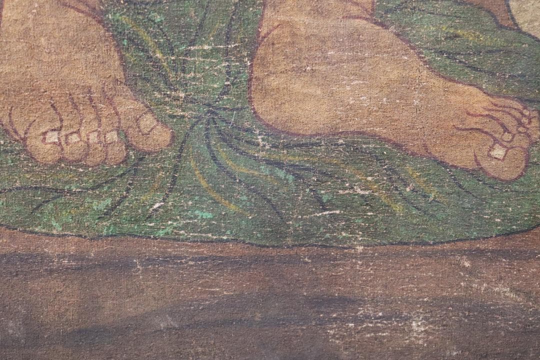 仏教美術 「阿弥陀如来図」 彩色 肉筆 60号 高麗仏画 時代古玩 唐物骨董