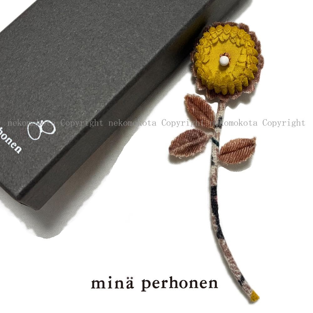 超美品 希少 ミナペルホネン Hanna お花 ブローチ コサージュ フラワー