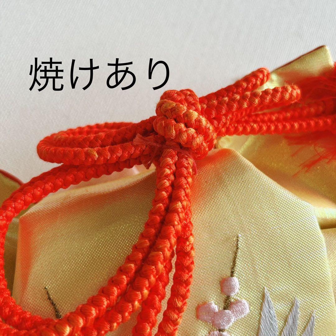 セット七五三7歳女の子長着＆簡単半衿＆結帯＆草履＆バッグ＆小物朱色帯黄系ゴールド