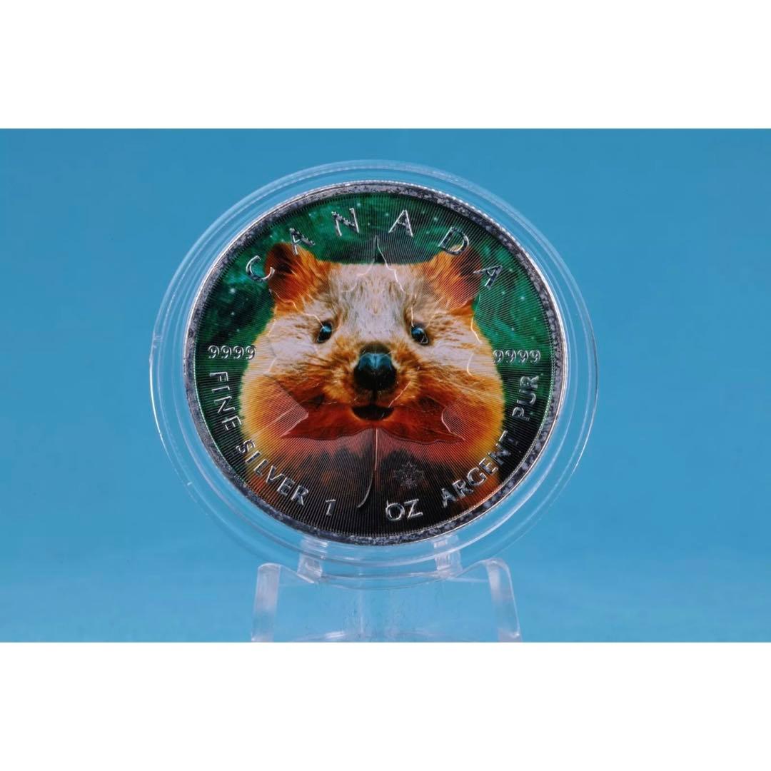 【世界100枚限定！】メイプルリーフ 銀貨 カラー クォッカワラビー 1オンス