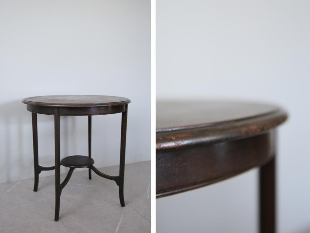 英国アンティーク木製サイドテーブル/オケージョナル/ウィンドウ机/(79-109
