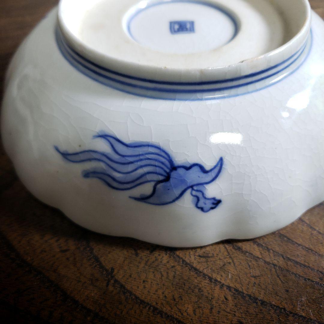 皿 色絵 金彩 牡丹唐草 鶴丸文 二重角富 宝尽くし 桐文花弁縁 古伊万里 イ号