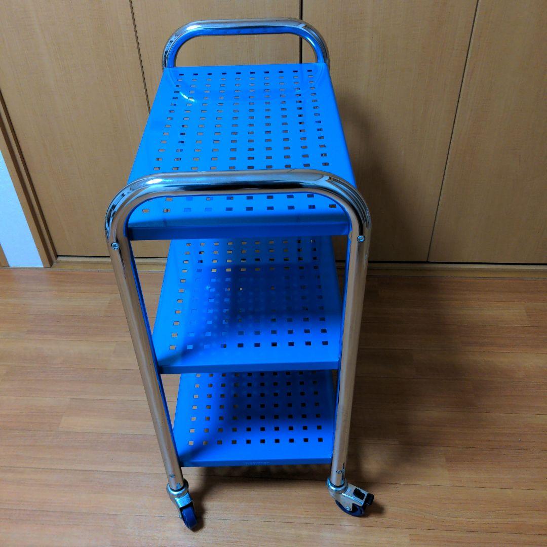 【Innovator】マルチワゴン三段シェルフ（ブルー