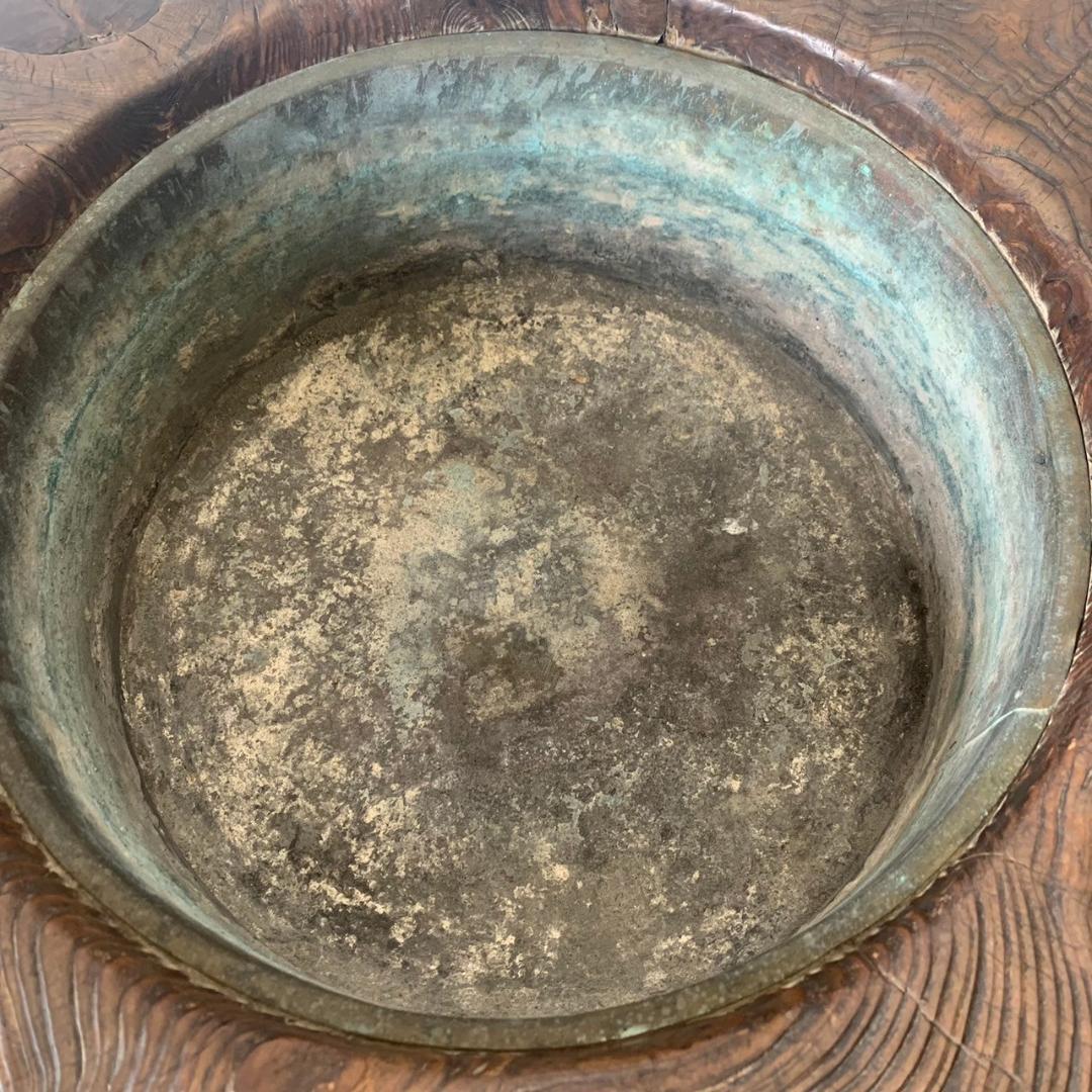 【アンティーク】 木製火鉢 大型 手炙り 古美術 直径65cm 火鉢 N0233