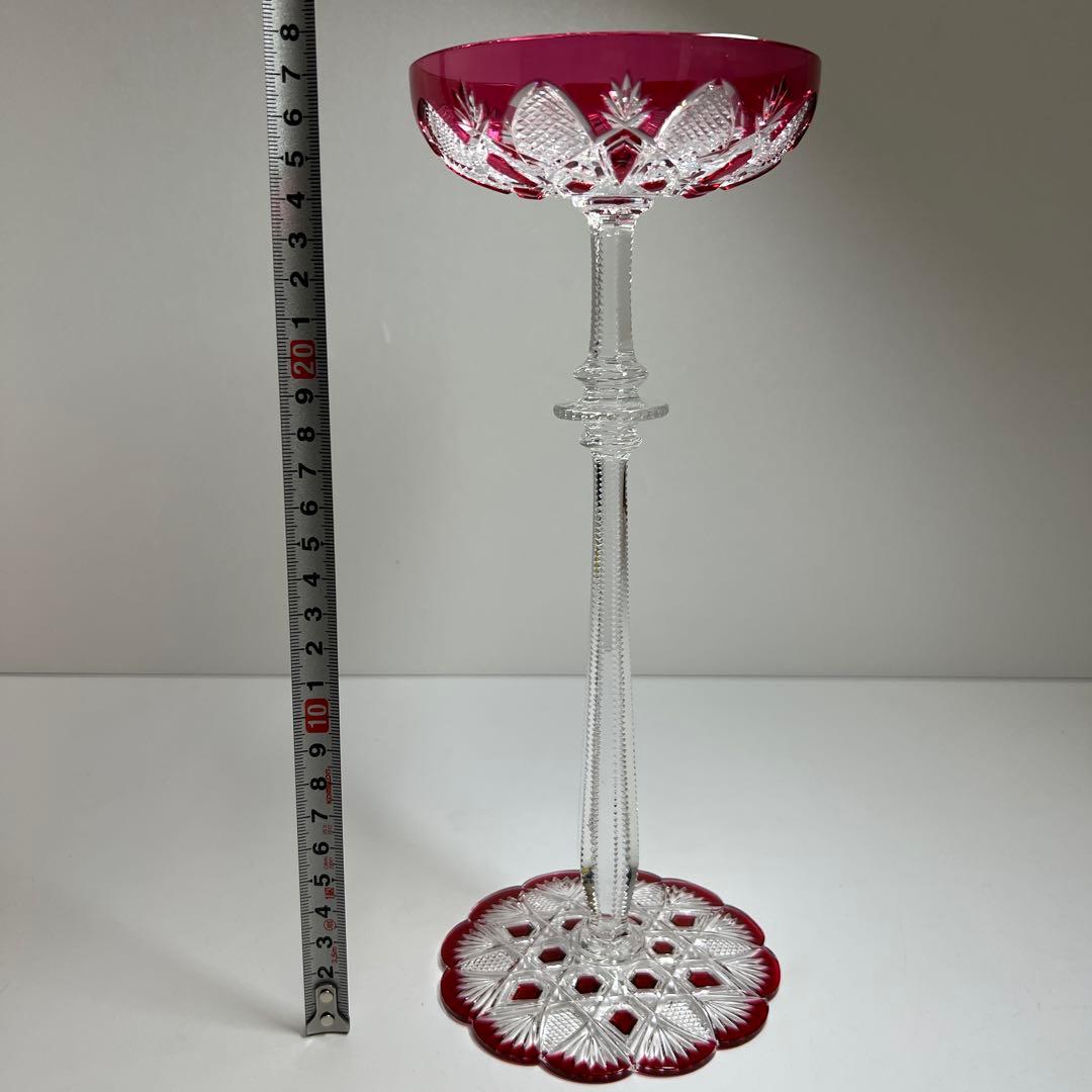 バカラ最高級シリーズ　ツァーシャンパンクープ　（赤）共箱　高さ27.2㎝