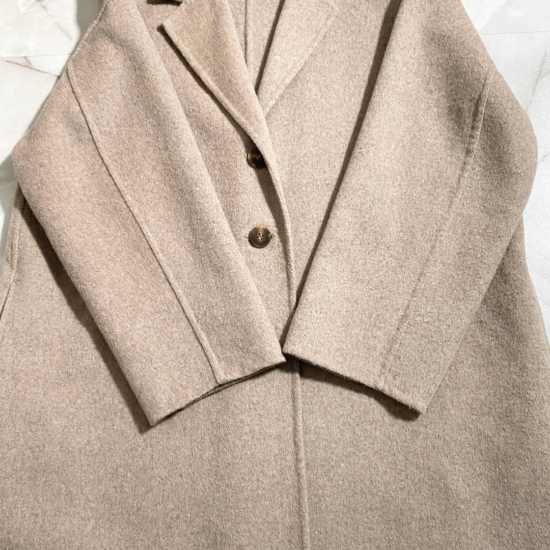 B18163 美品 ジェナ エスパスメルヴェイユ リバーコート ロング ベージュ