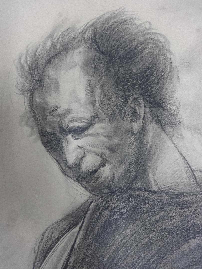 n*e様 鴨居玲　哀愁　肉筆鉛筆画 1967年頃　紙本著色 　Rei Kamoi