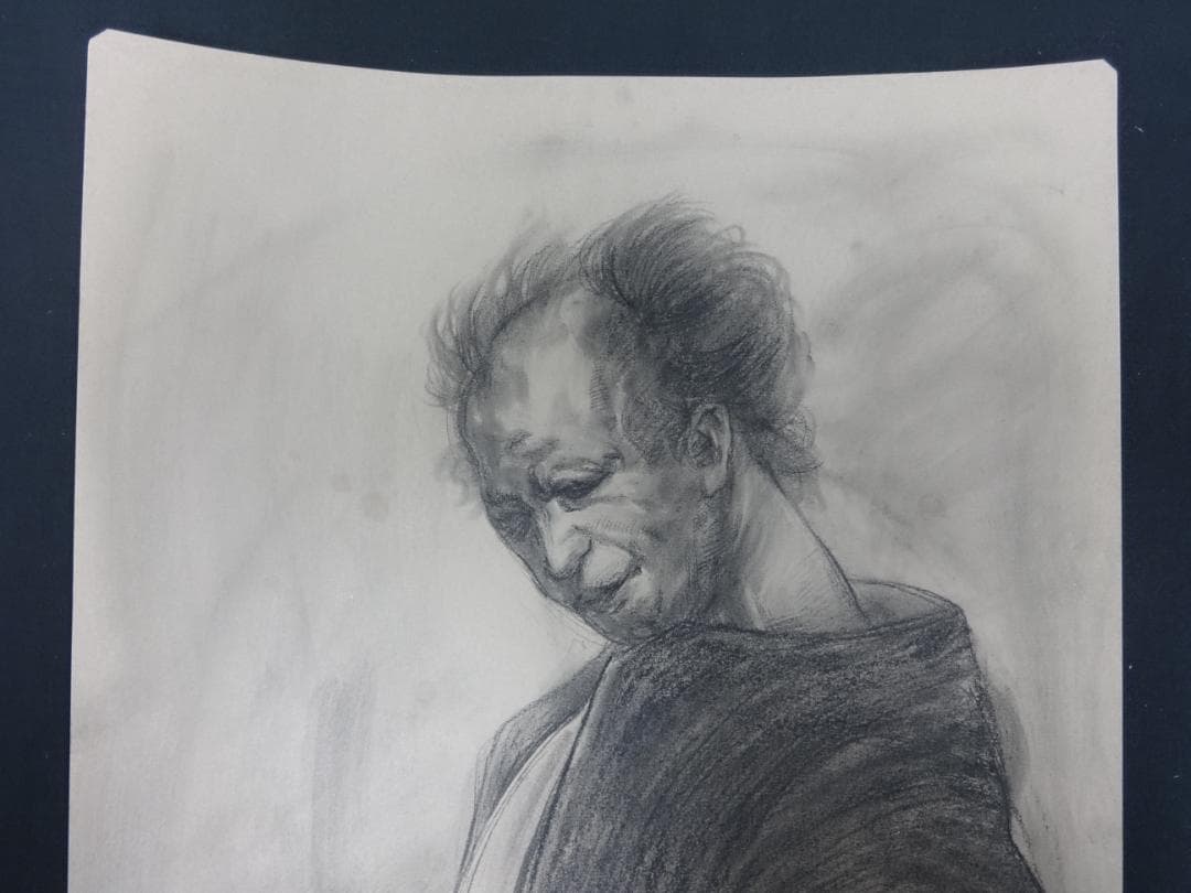 n*e様 鴨居玲　哀愁　肉筆鉛筆画 1967年頃　紙本著色 　Rei Kamoi