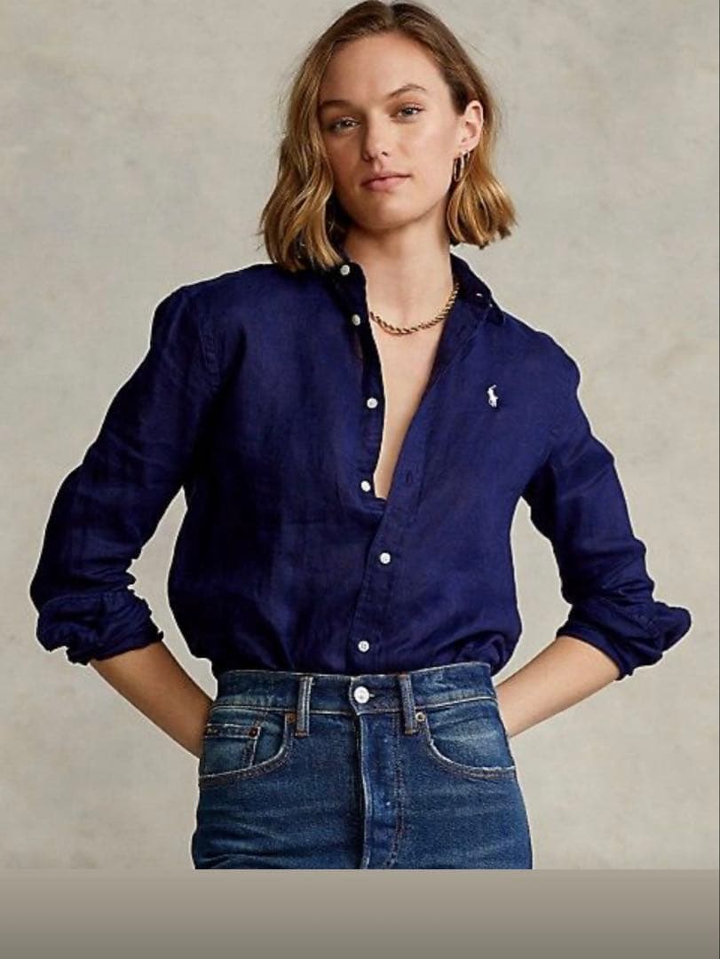 新品タグ付きPolo Ralph Lauren ネイビー長袖シャツ サイズ2