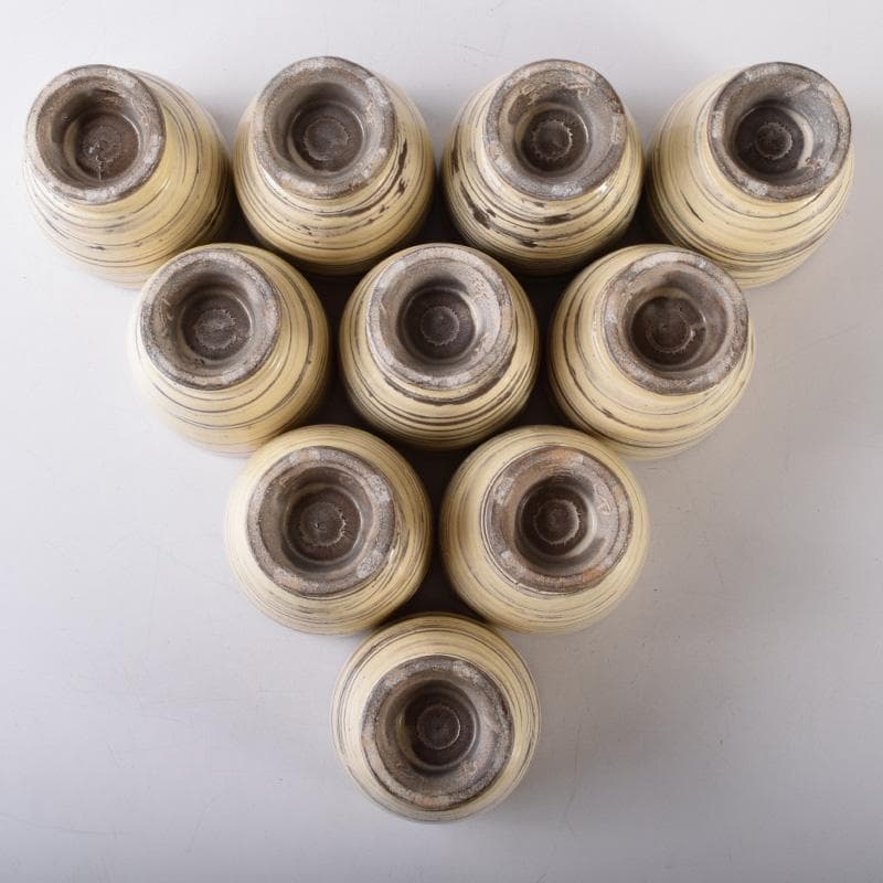 煎茶道具　春来居窯　多気檗山作　刷毛目　湯呑　茶托付　十客　共箱　C　8221