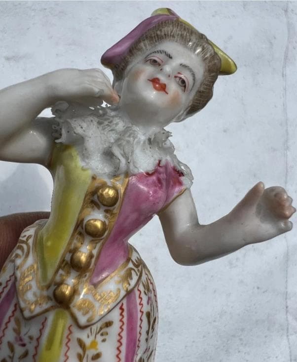 #3872 【可愛い置き物】マイセン Meissen 手描きのコロンバイン像