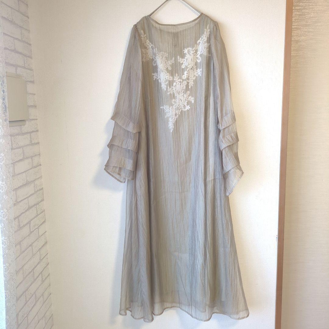 訳あり niana ニアナ ドリードール シアーAラインワンピース M 結婚式