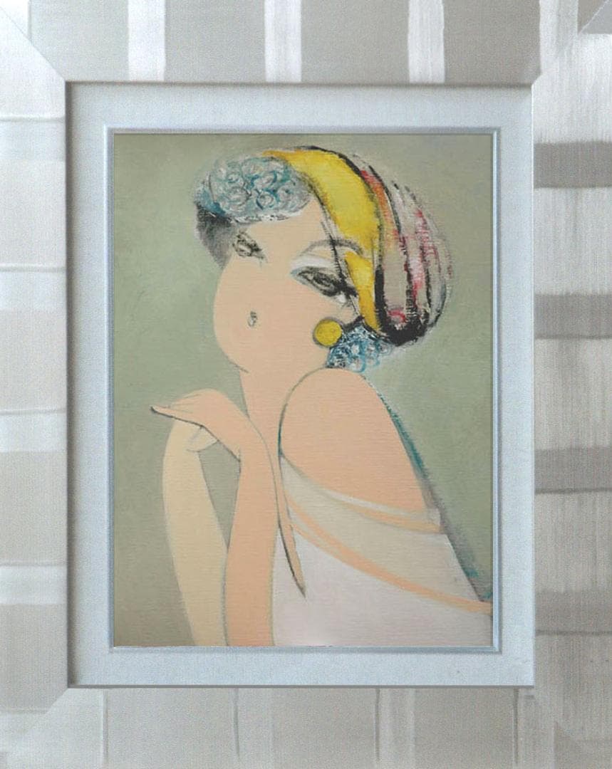 油絵 菅家令子 絵 絵画 インテリア 額付(黒) F6-082811 人物 女性